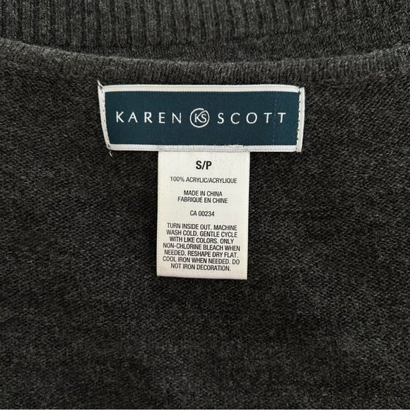 Karen Scott Grey Acrylic Cardigan And Pullover Sweater Set S - Picture 6 of 6